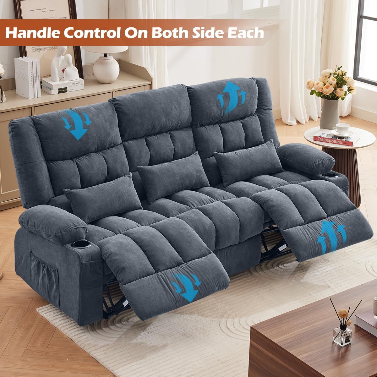 MAHOMICO Recliner Chair with Cup Holders for Living Room Single Seat Manual Oversized Recliner with Ergonomic, Side Pocket for Adult view 5