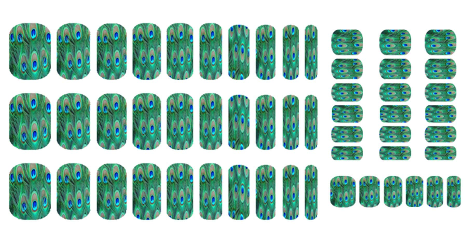 Peacock Collection (Feathers Nail Wrap Shield Green)