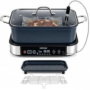 COSTWAY 6-in-1 Programmable Slow Cooker with Sous Vide, 6.8 Quart, Steam, Fry, Rice & Keep Warm Functions