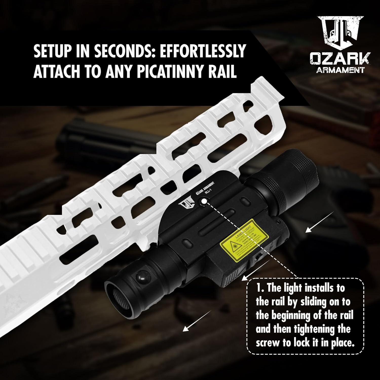OZARK ARMAMENT Picatinny Rail Flashlight & Red Laser Combo with Remote Pressure Switch, Dual Control Pressure Pad Tailcap