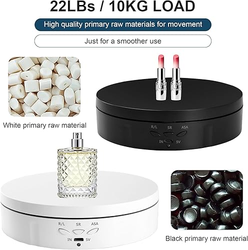 Miniatura 56 de Soporte de exhibición giratorio motorizado, carga de 5 pulgadas/11 libras, plataforma giratoria de 360° para relojes de joyería, modelos 3D, pastel