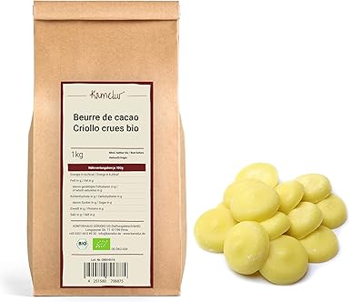 1Kg De Beurre De Cacao Bio Pressé À Froid À Partir De Fèves De Cacao  Criollo – De Qualité Alimentaire, Sans Aucun Additif - Aliment Cru -  Emballages Écologiques : Amazon.fr: Epicerie