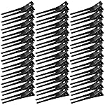 Wobe Hairdressing Double Prong Curl Clips, 50pcs 1.8 Metal Alligator Hairpins for Hair Bow Pin Curl, Styling Clips for Hair Salon Barber (Black)