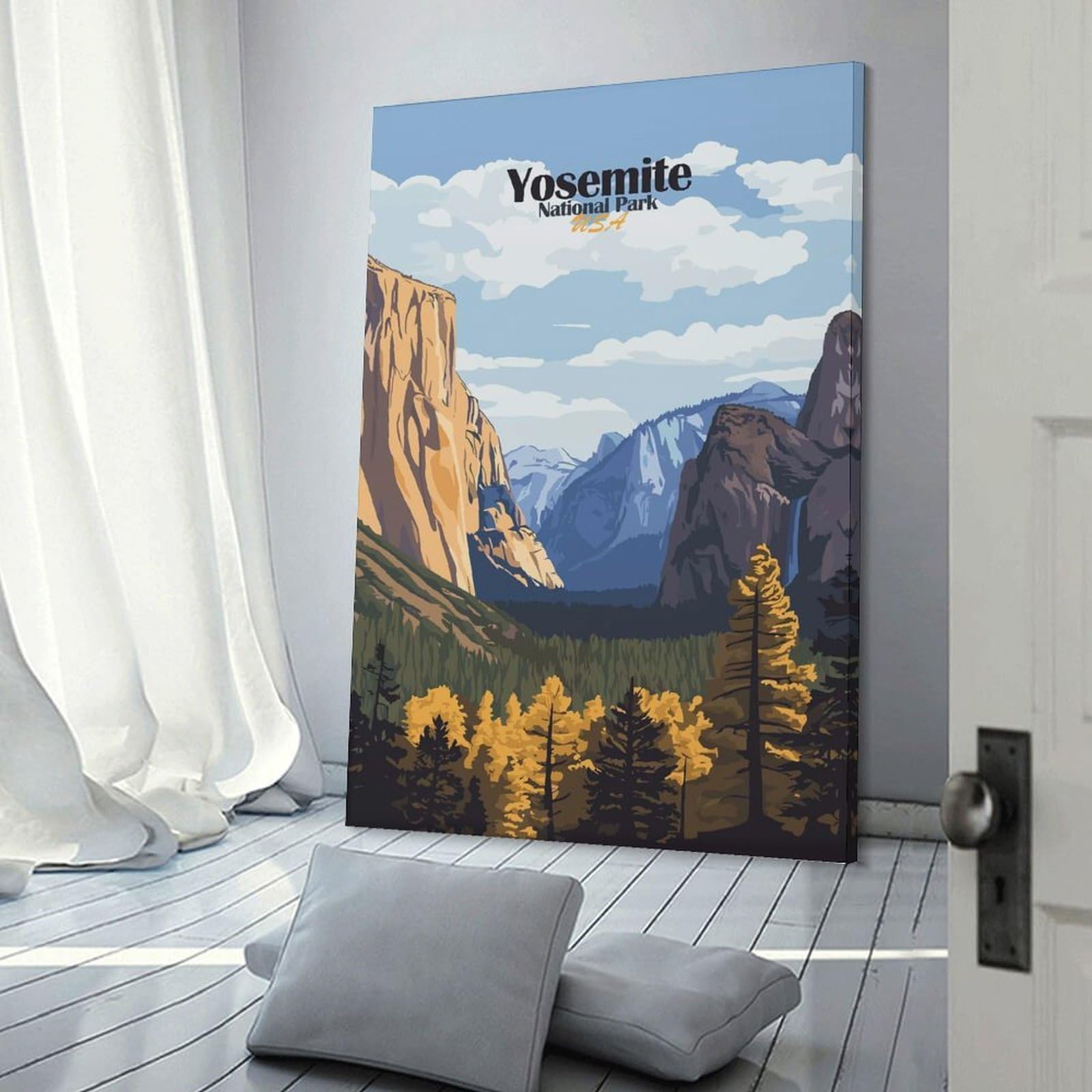 Junmoney Frame-Style-22-1 Canvas Art Print Yosemite National Park, 20X30inch(50X75cm), For Contemporary Homes, Apartments Or Offices, Decorative Canvas Decor For Home Updates
