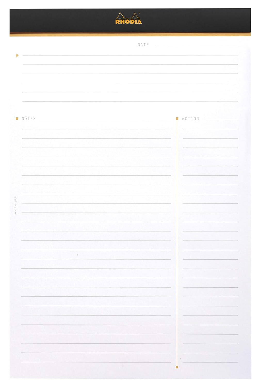 Rhodia cf194009 Notepad Meeting Pad, No.19 (A4+ 21 x 31.8 cm) 80 Sheets, Meeting Ruled, Water Repellent Cover, Perforated, PEFC Certified, Black