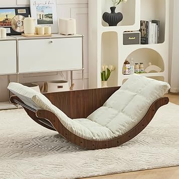 Rocking Chair, Glider Chair, Upholstery Oversized Indoor Recliner Chair Comfortable Relax Ottoman for Living Room Bedroom Office Walnut