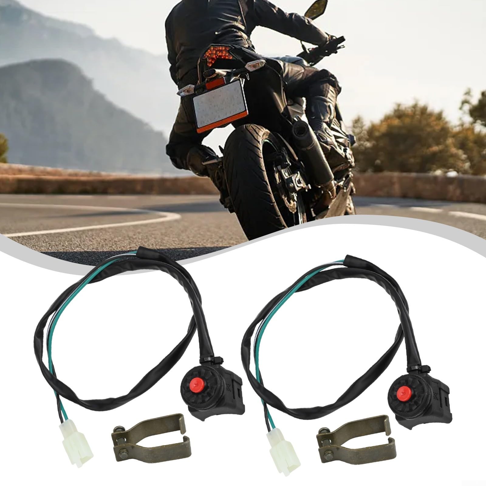 Interruttore di spegnimento per moto con pulsante di avviamento, interruttore motore, rosso