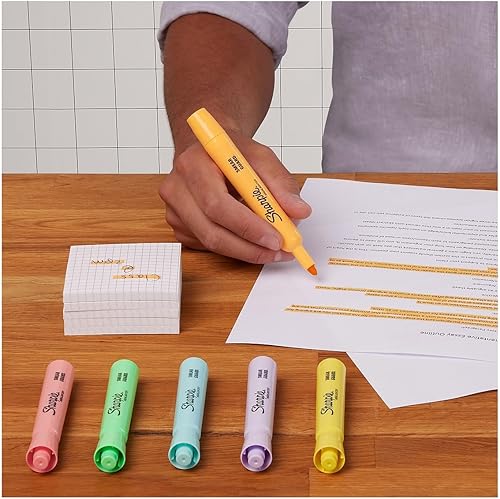 Miniatura 2 de Sharpie Resaltadores estilo tanque, punta de cincel, barriles pastel suaves, tintas pastel suaves, paquete de 6 resaltadores