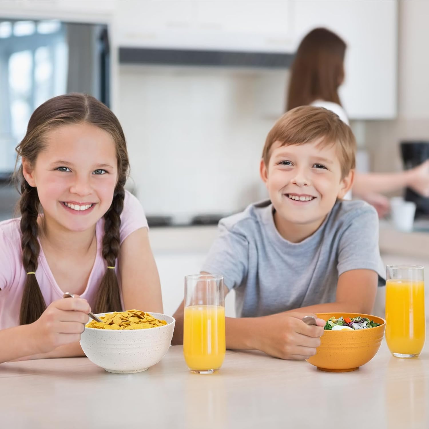 シリアルボウル 壊れない麦わらボウル 26オンス スープ&amp;サラダボウル 軽量キッチンボウルセット プラスチックボウル オート