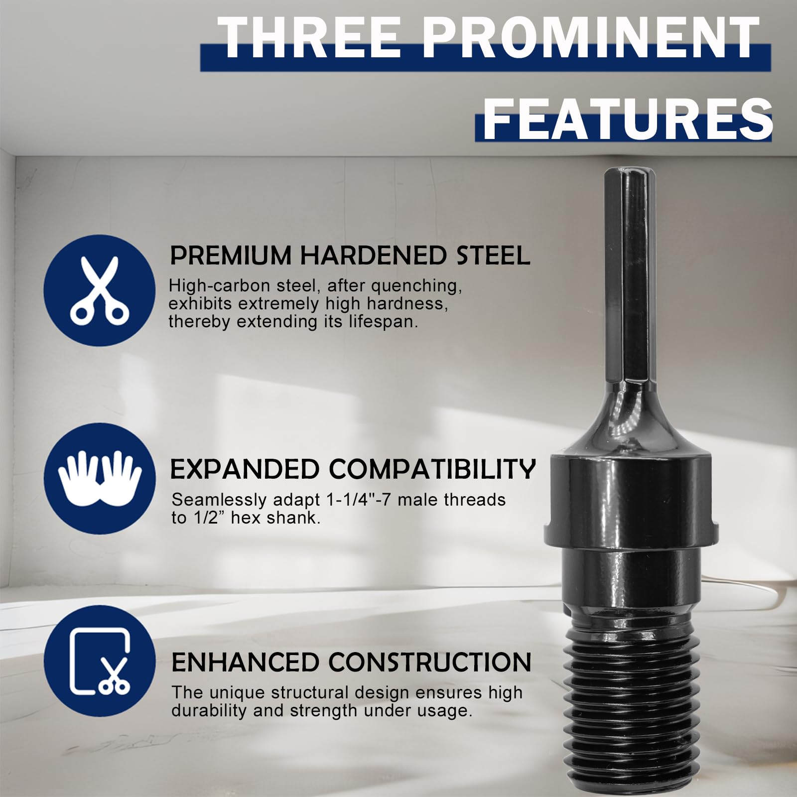 1-1/4"-7 Male Thread to 1/2" Hex Shank Core Drill Bit Adapter, Premium Convenient Converter for Concrete Coring Drilling — Amazon image 3