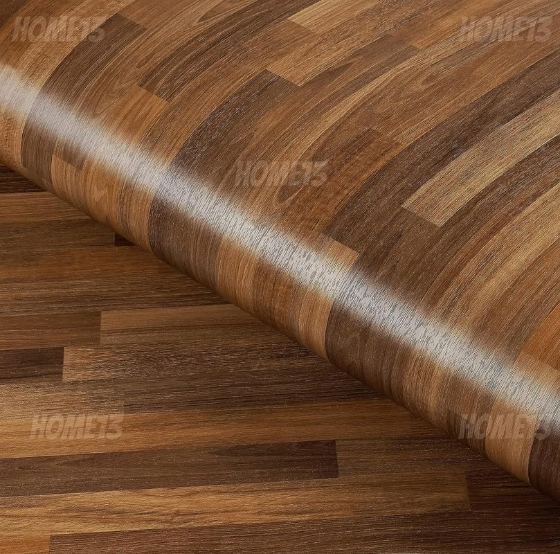 Image of HOME13 Vinyl Kitchen Self Adhesive Vinyl Decorative Brown Wooden Wooden Wallpaper for Kitchen Countertop Home /Office 2 Ft x 20 Ft with 2pcs
