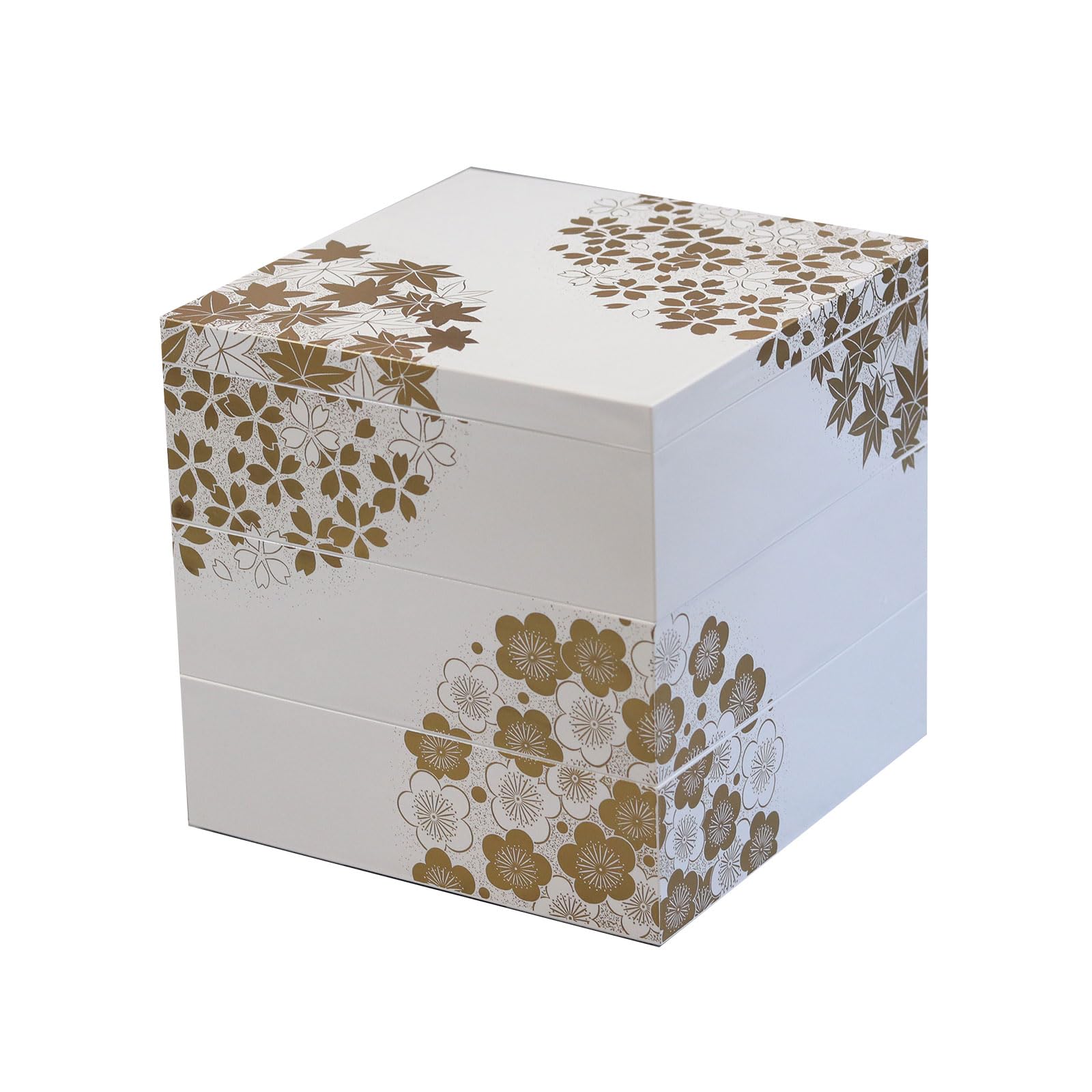 Amazon | 重箱 三段 お重箱 日本製 北市漆器 3段 重箱 花丸春秋 6寸 白