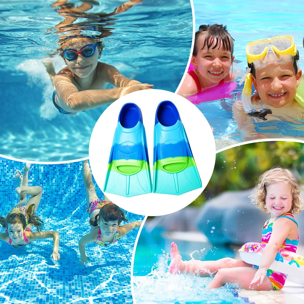 Palmes Enfant NAVESO – Silicone, Courtes, XXS (4-7 Ans), Antidérapantes, Pour Piscine Et Plage – Bleu Foncé