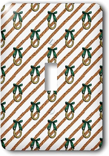 3dRose Glam Imagen De Rayas De Bronce Y Herraduras Con Verde... - Cubiertas De Interruptor De Luz (lsp-375387-1)