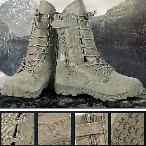 Miniatura 6 de Botas militares tácticas de combate Swat Desert para hombre, 8 pulgadas, botas de senderismo, senderismo, mochilero, botas de trabajo al aire libre