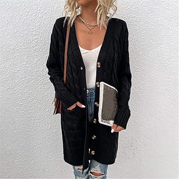 Women Casual Loose Cardigans Long Sleeve Knitted Coats