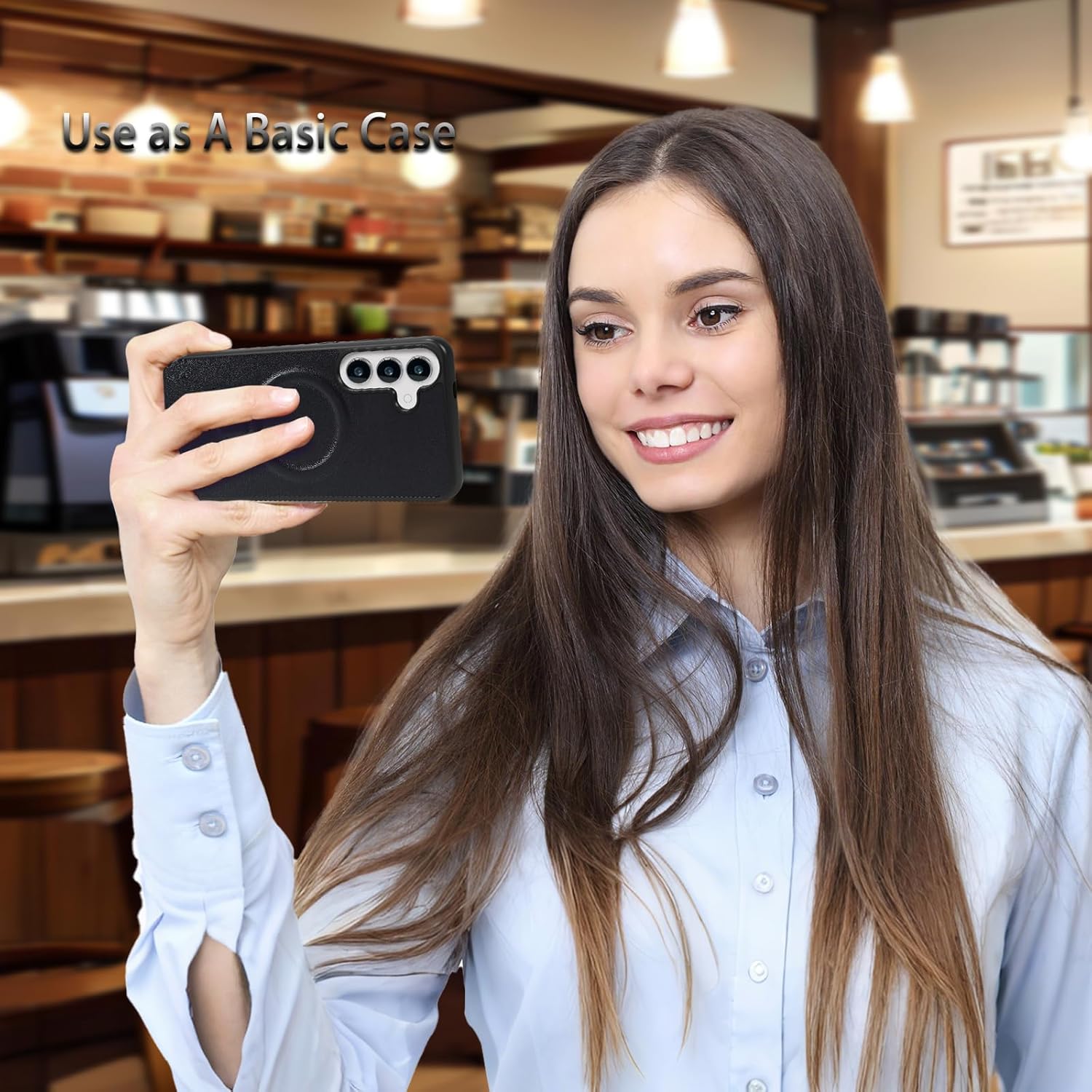 Lacass for Samsung Galaxy S25+ Plus Case Wallet,Compatible with MagSafe 2 in 1 Magnetic Detachable PU Leather RFID Blocking Wallet Cover Card Holder Zipper Wrist Strap Lanyard,Quilted Black - Image 5