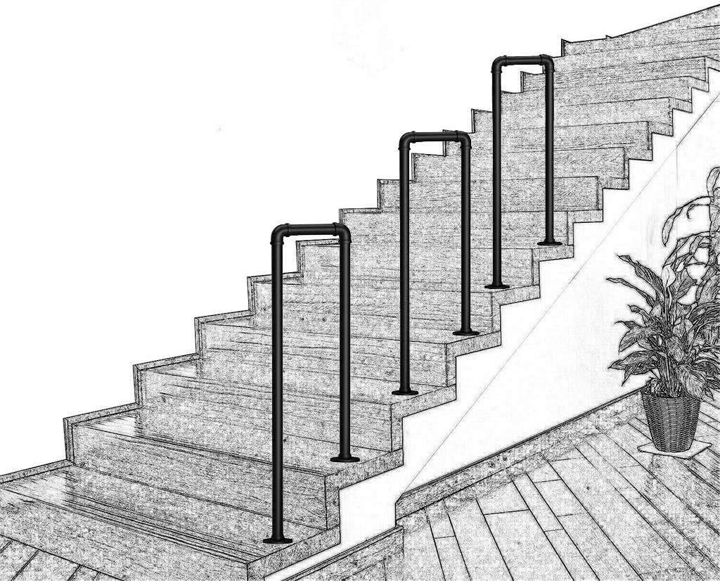 Main courante extérieure anti-chute MObyat, rampe en U pour marche de jardin