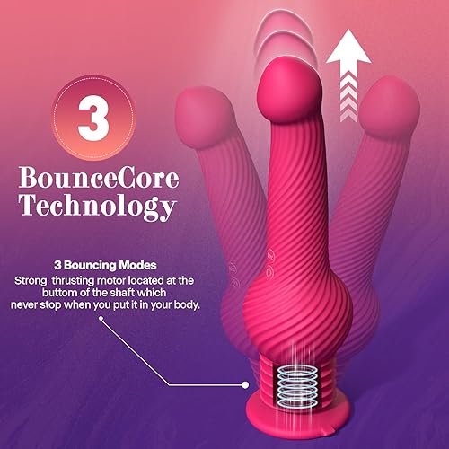 Miniatura 4 de Consolador grande de empuje de 9.45 pulgadas, consoladores vibradores rosas con innovadores 3 modos de rebote y 10 modos de vibración para punto G