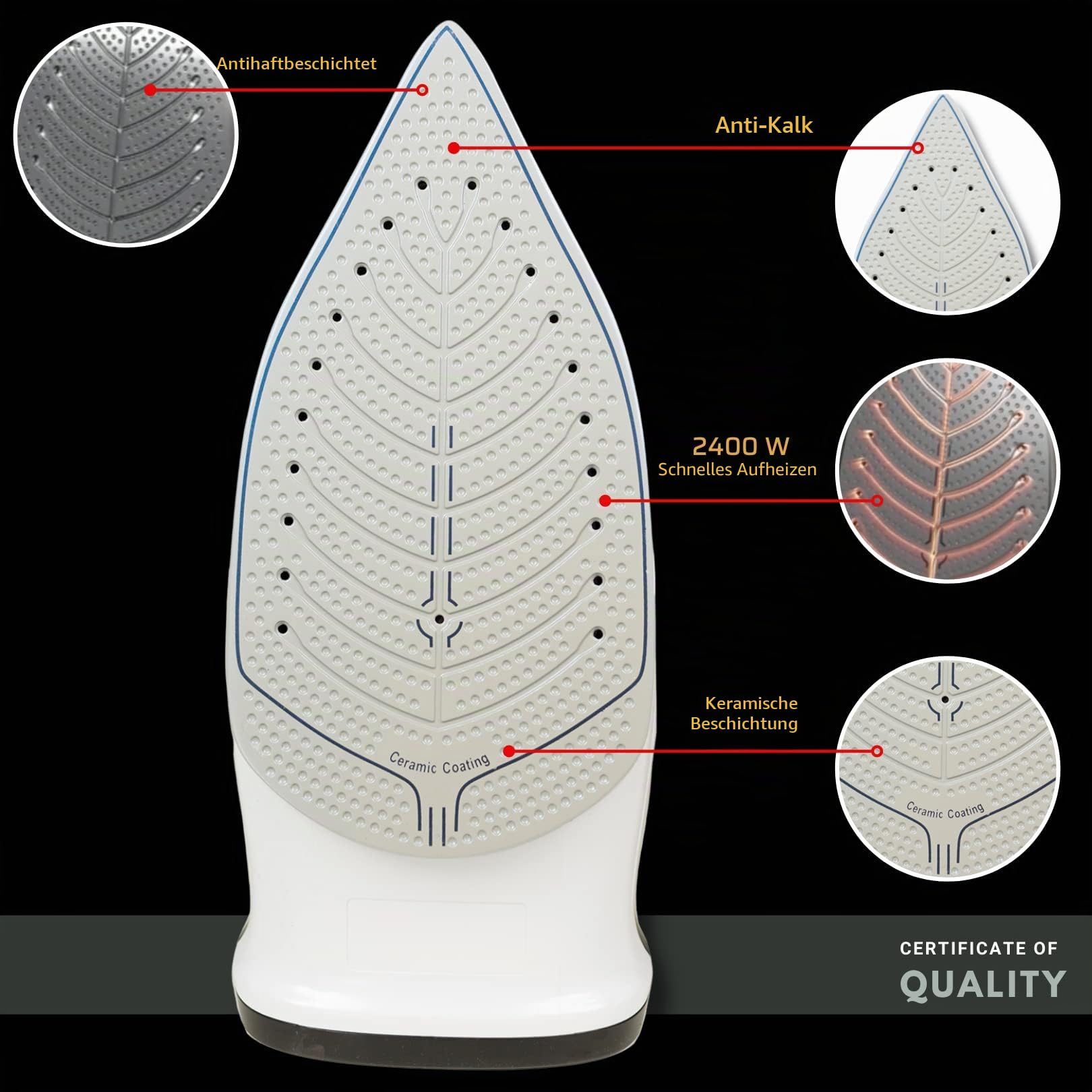 STARLYF Bügeleisen dampf, 2400w, Dampfbügeleisen kabellos mit Basisstation Cordless Steam Iron, kabelloses Bügeleisen, Sohle mit keramischer Antihaftbeschichtung, alle Stoffe