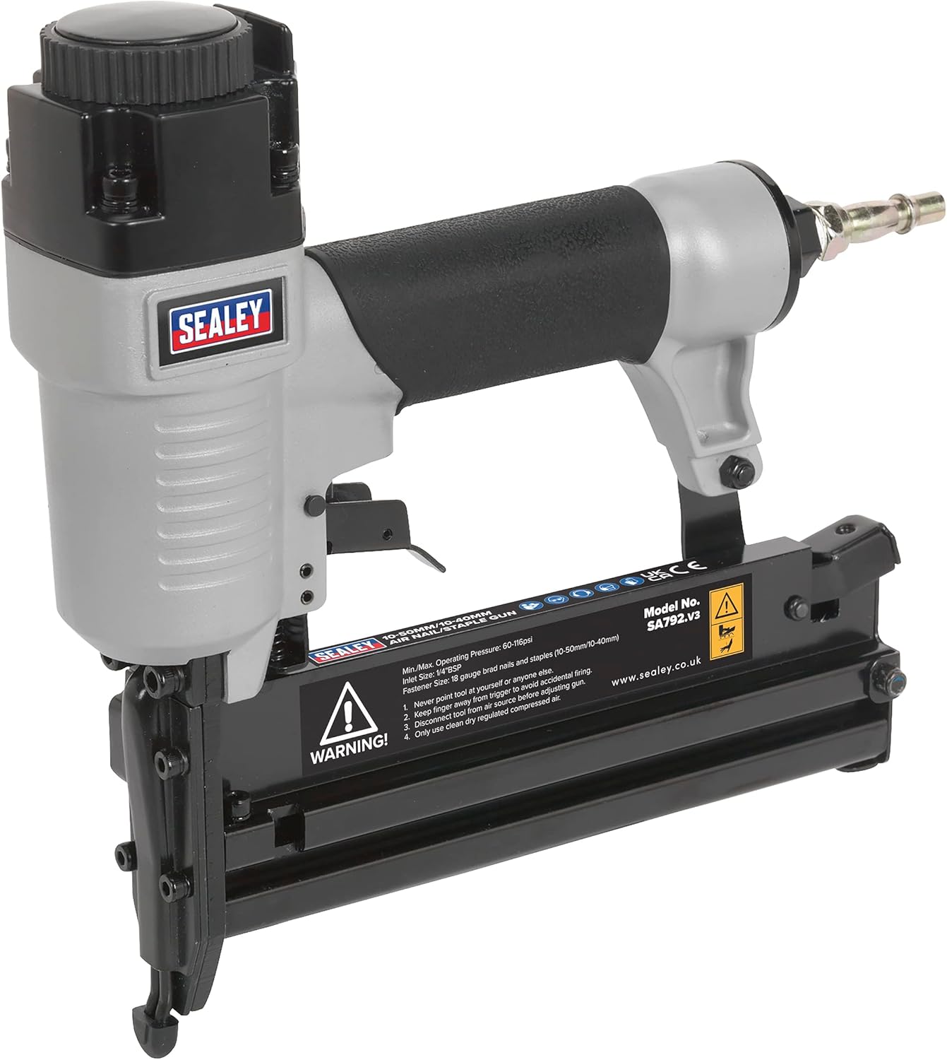 Sealey Sa792 Air Nail/Staple Gun 50Mm/40Mm Capacity