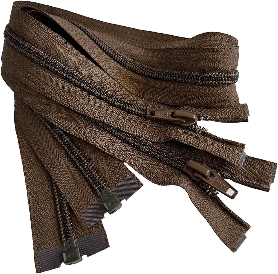 2pcs YKK #5 24" Inches Nylon Coil Medium Weight Sport Jacket Zipper Separating Choose Your Color Made in The United States (Mocca Brown #569W)