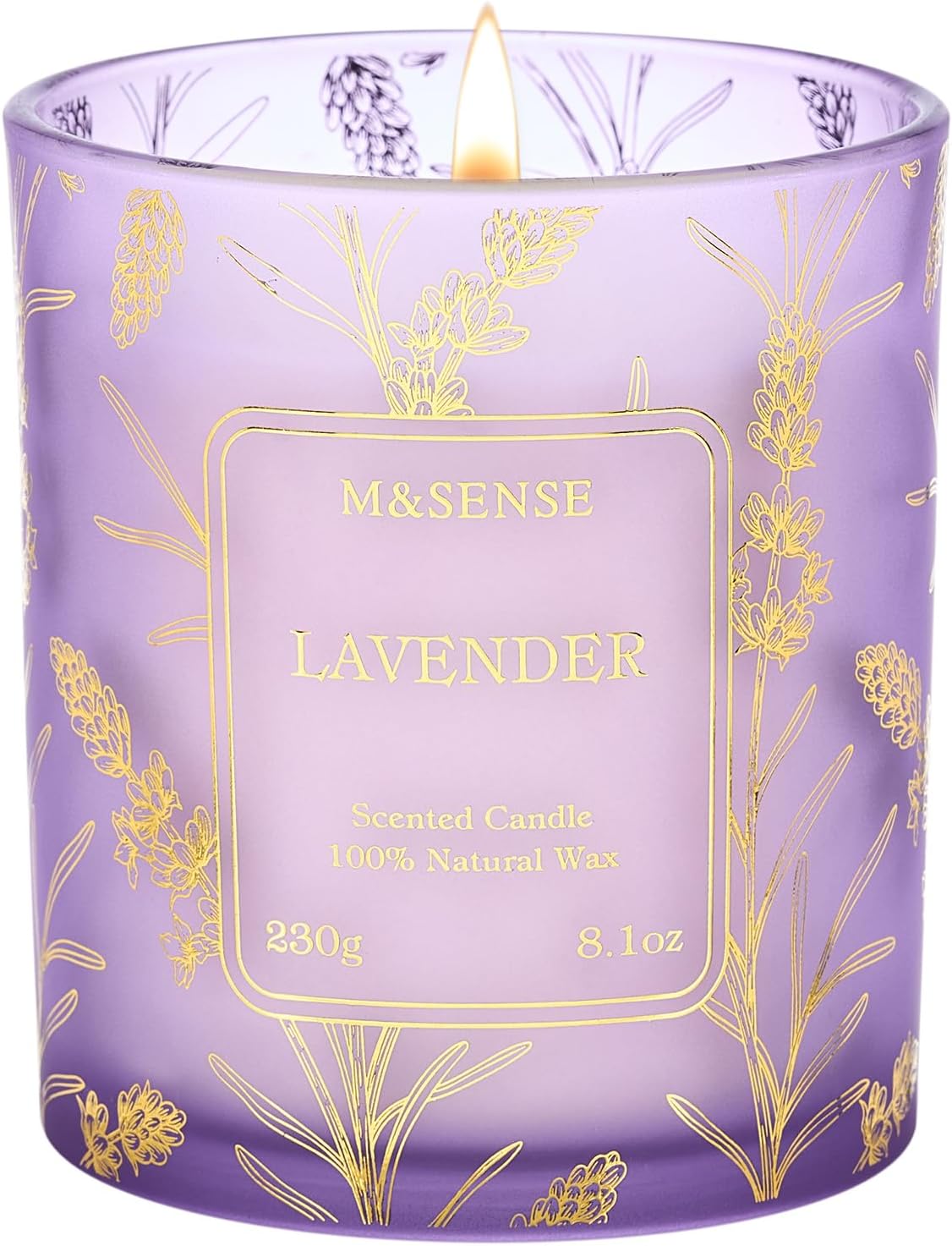 M&SENSE Lavender Candles,Vegan Soy,7.8oz 42-Hour Long Lasting Burning Time,Subtle Scented Candles for Relaxing Bathtub Aromatherapy Calming Sleep,Fancy Home Gifts for Women & Men