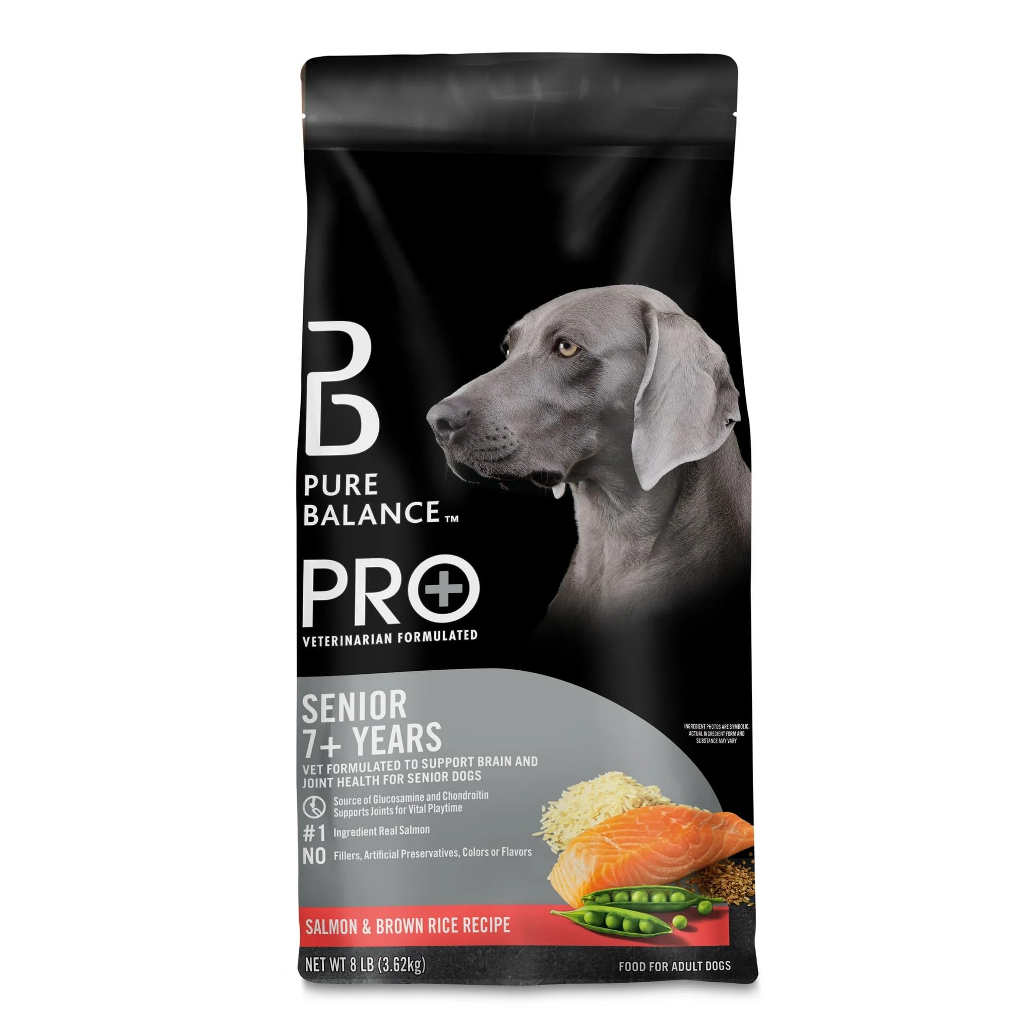 Pure Balance Pro+ Senior Salmon & Brown Rice Recipe Dry Dog Food, 8 lbs – Nutrient-Rich, Vet-Formulated Kibble for Brain, Joint & Heart Health in Senior Dogs