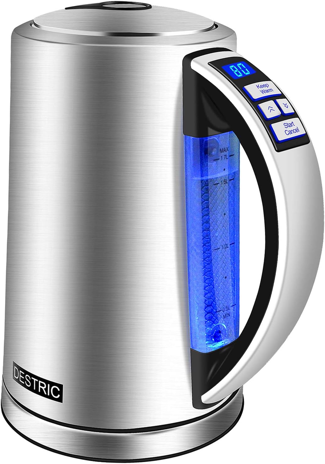 Electric Kettle Temperature Control, DESTRIC 1.7Liter Electric Tea Kettle with Keep Warm Function, 5 LED Color Change, Automatic Shut off & Boil-Dry Protection for Milk Warm, Tea and Coffee