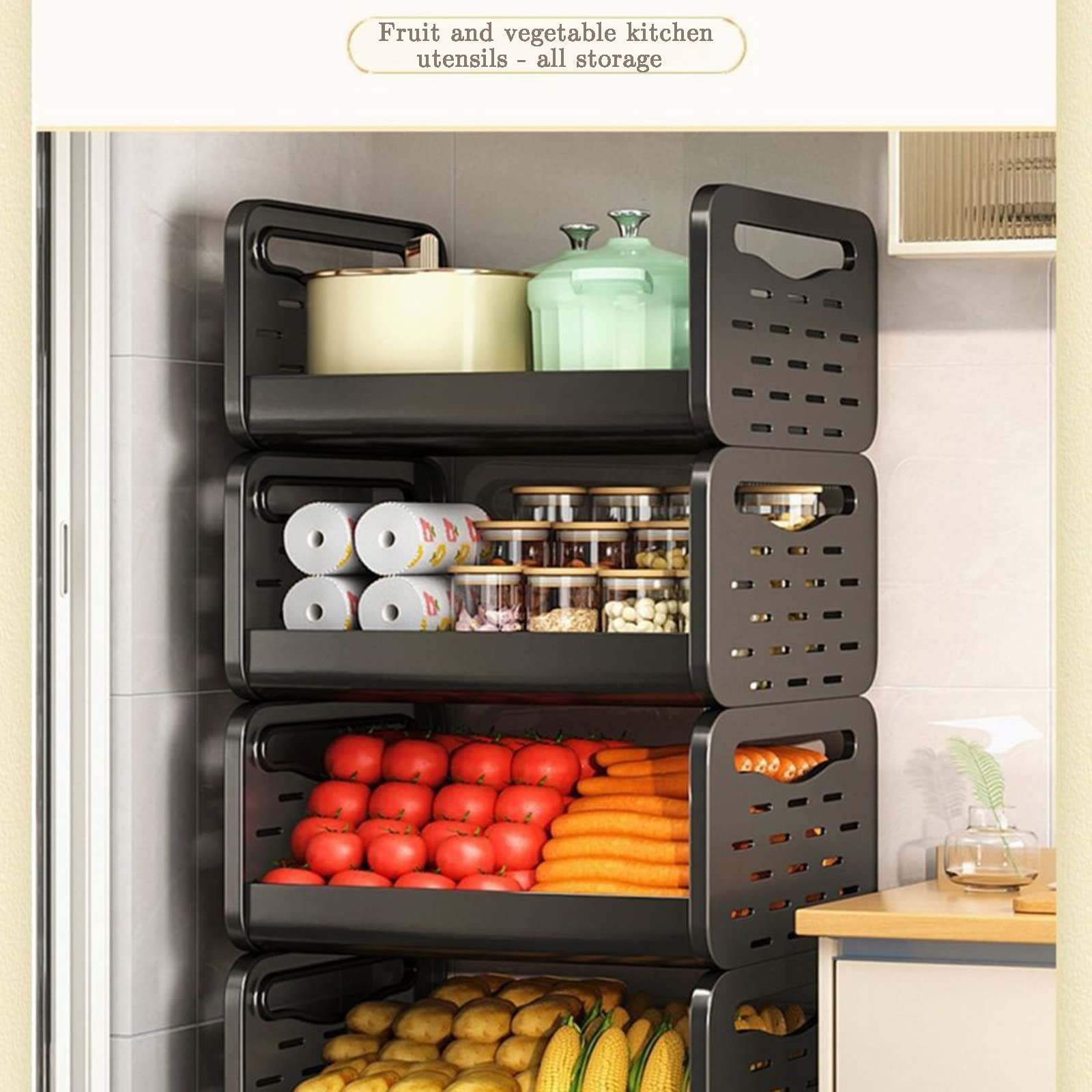 Półka kuchenna, wolnostojący wózek do przechowywania, półka organizer do mikrofalówki, stojak na przyprawy, jadalnia, salon (kolor: czarny, rozmiar: 40 x 28 x 120,7 cm)