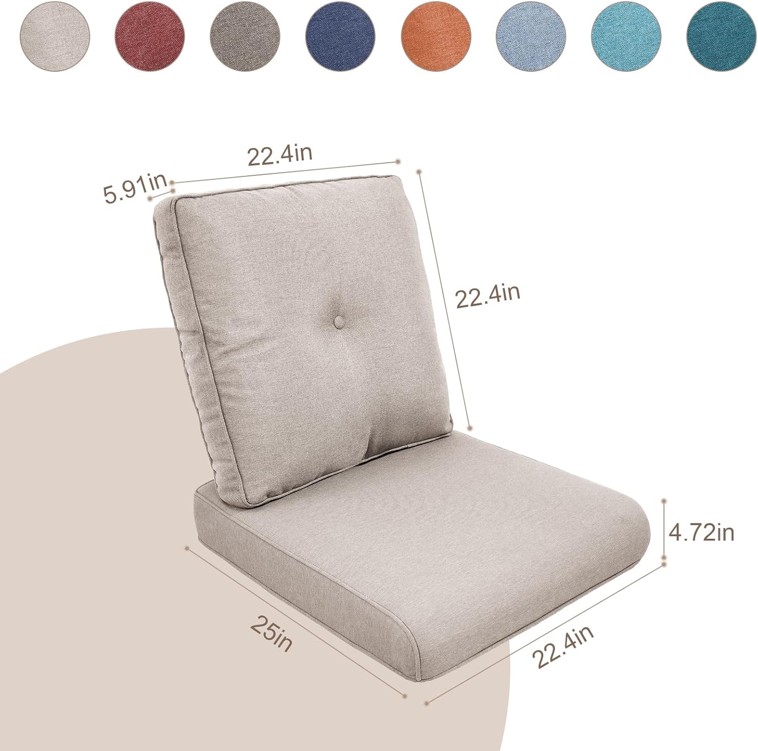 Outdoor Cushion Set for Furniture patio furniture,UV Resistant,Waterproof outdoor cushion set - 6 Inch thick foam garden cushions– 24x24 Inch Patio Seat Covers for Chair/Sofa/Couch | Red | 8-pack |