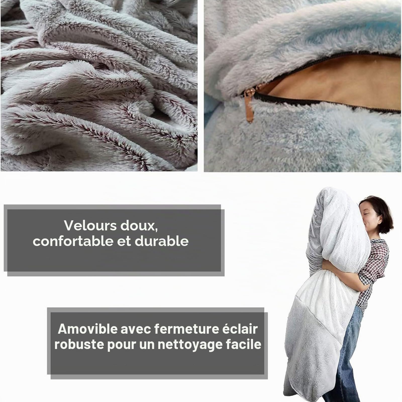 Pouf Géant XXL d’Intérieur en Velours Côtelé - Doux, Confortable & Déhoussable Lavable en Machine - Pouf Lit XXL Salon, Chambre Ado, Gamer (sans Remplissage)