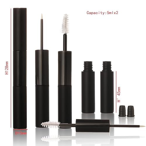 Miniatura 2 de COSIDEA 50 unidades vacías 16.4 ft 2 en 1 tubo de rímel y delineador de ojos contenedores de tubos de doble extremo de 0.3 fl oz con varita para