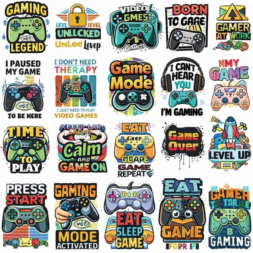 UV DTF Cup Wraps Transfer Stickers, 21 Pattern Gaming Theme Waterproof Decals for Mug Glass Water Bottle, 6.35 cm DIY Crafts for Notebook Luggage Laptop Car