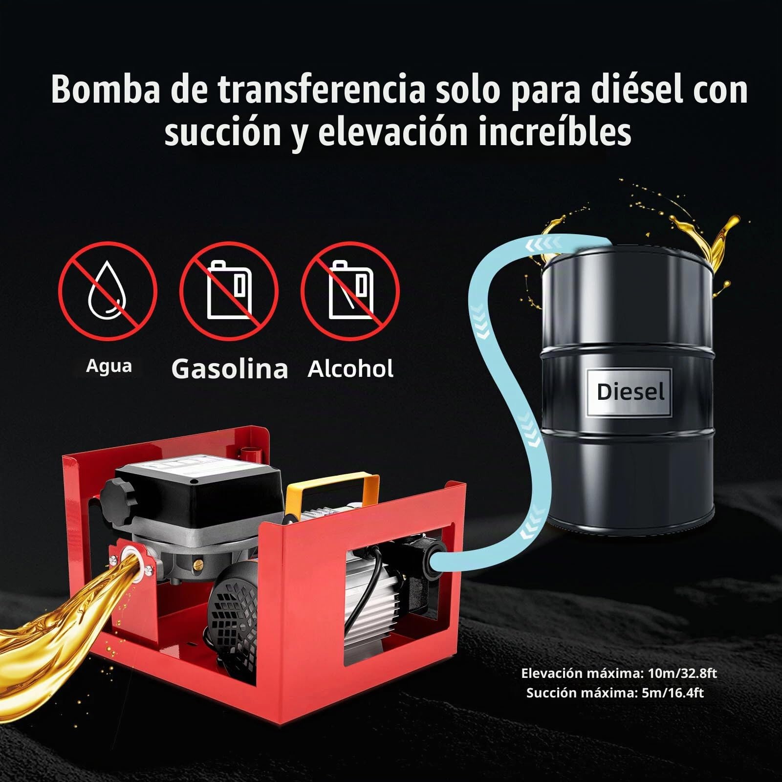 220 V 550 W Bomba diesel, Bomba de combustible diésel autocebante, móvil gasolinera 60L/min, bomba de combustible profesional con pistola automática, manguera de 4 m, para coches, camiones cisterna