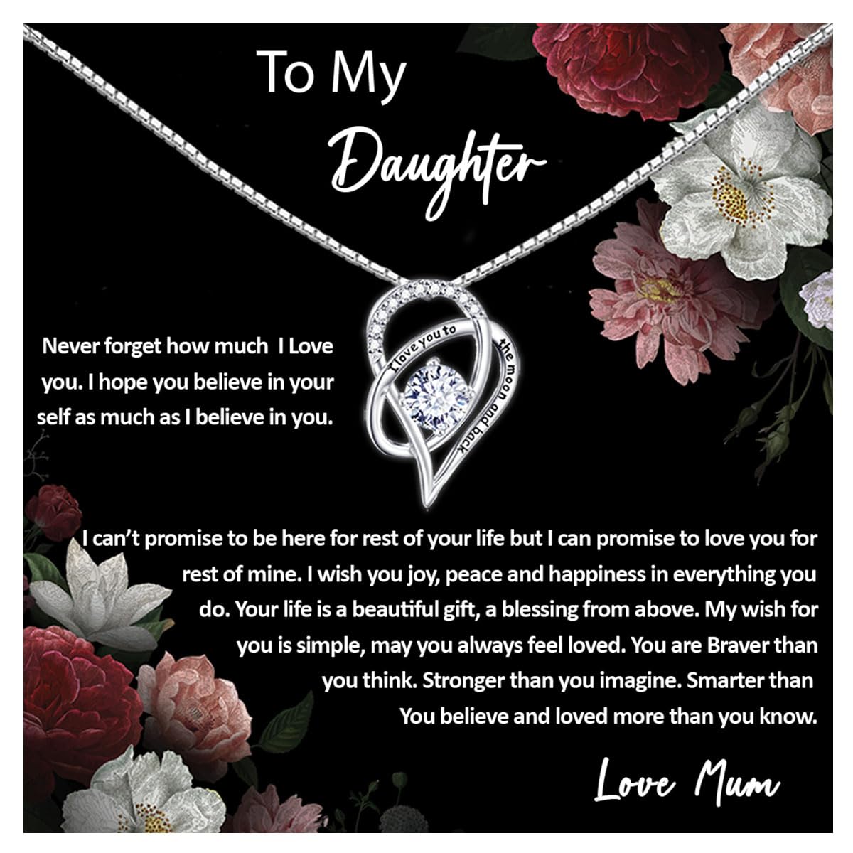 Collar de madre a hija con dedicatoria de amor eterno e inolvidable 8