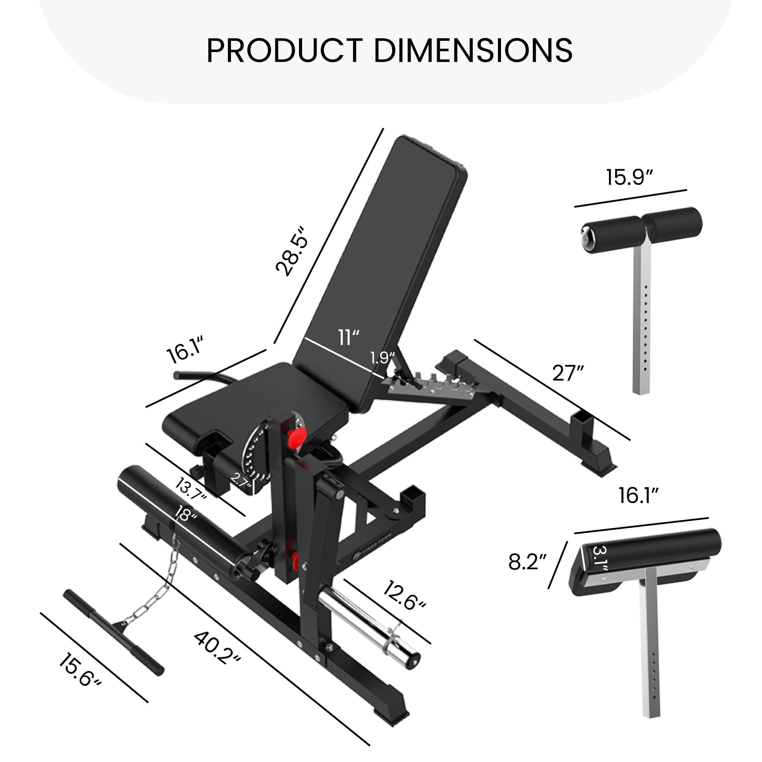 GLX Adjustable Weight Bench with Leg Extension and Curl Machine | 1,200 lb Bench Capacity, 330-Lb Leg Extension Capacity, FID Design, Preacher Pad, Full-Body Training, Workout Chart Included