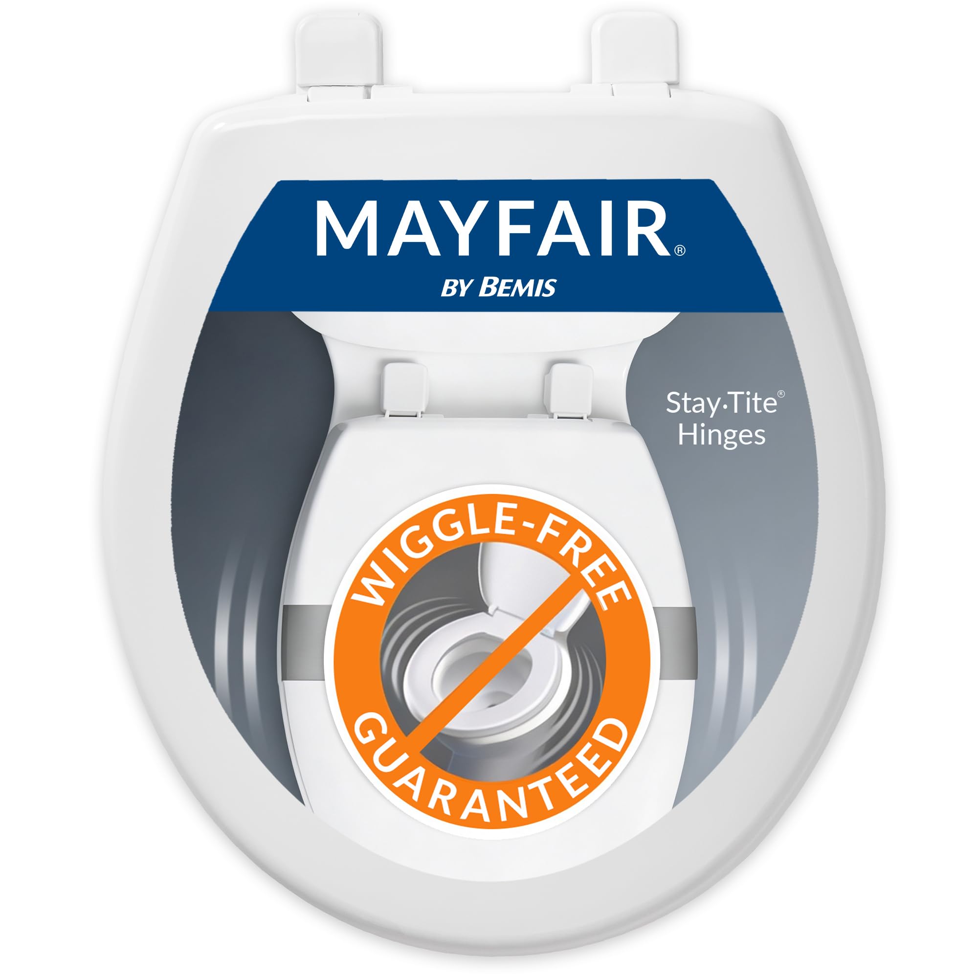 Mayfair 880SLOW 000 Caswell Toilet Seat Will Slowly Close and Never Loosen Long Lasting Plastic, White, Round