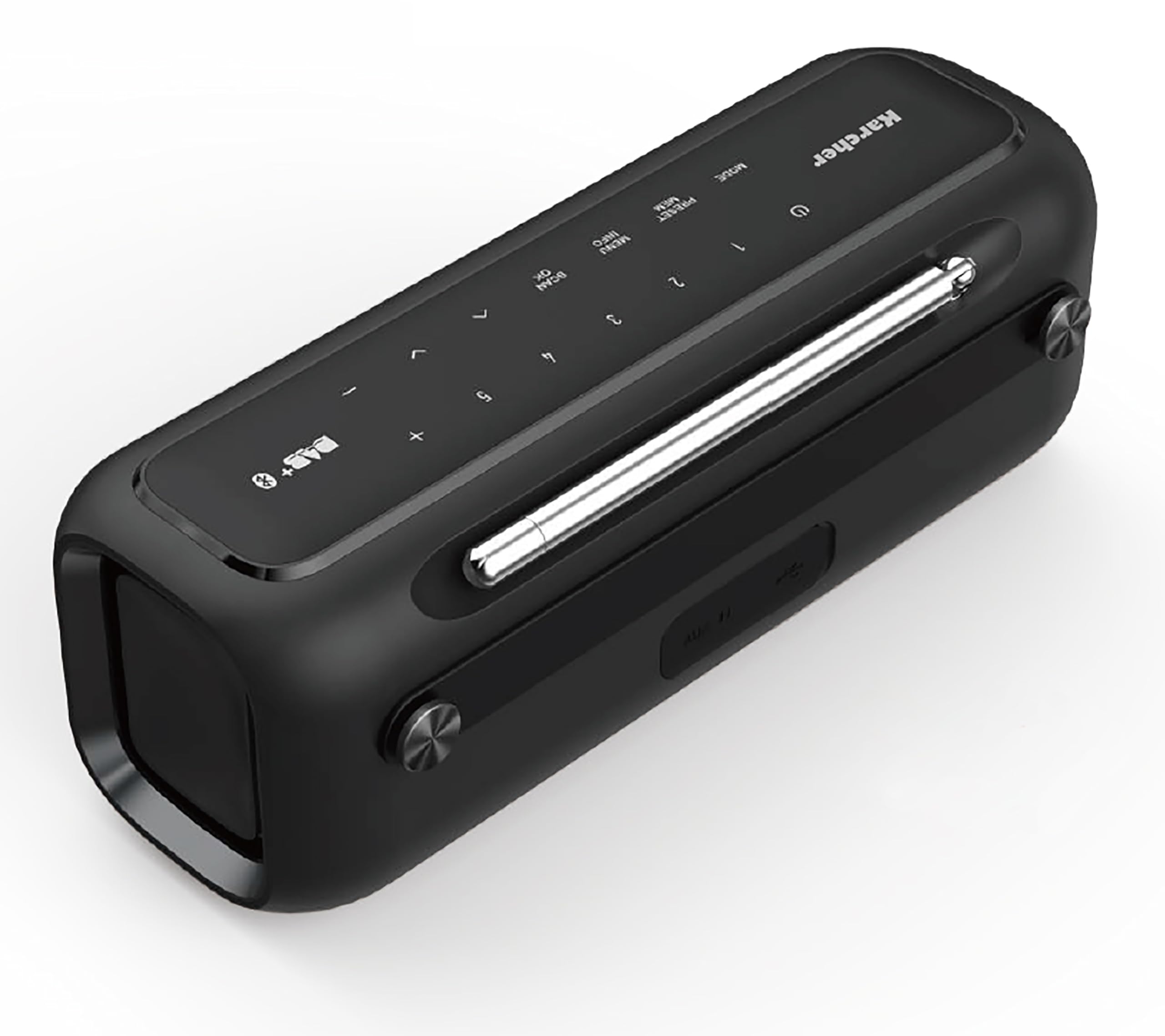 Karcher DAB Go tragbarer Bluetooth Lautsprecher & Digitalradio DAB+ / UKW Radio mit 2, 4" Farbdisplay/Wecker / 5 Watt Stereo-Sound/USB-C/Akku, Schwarz
