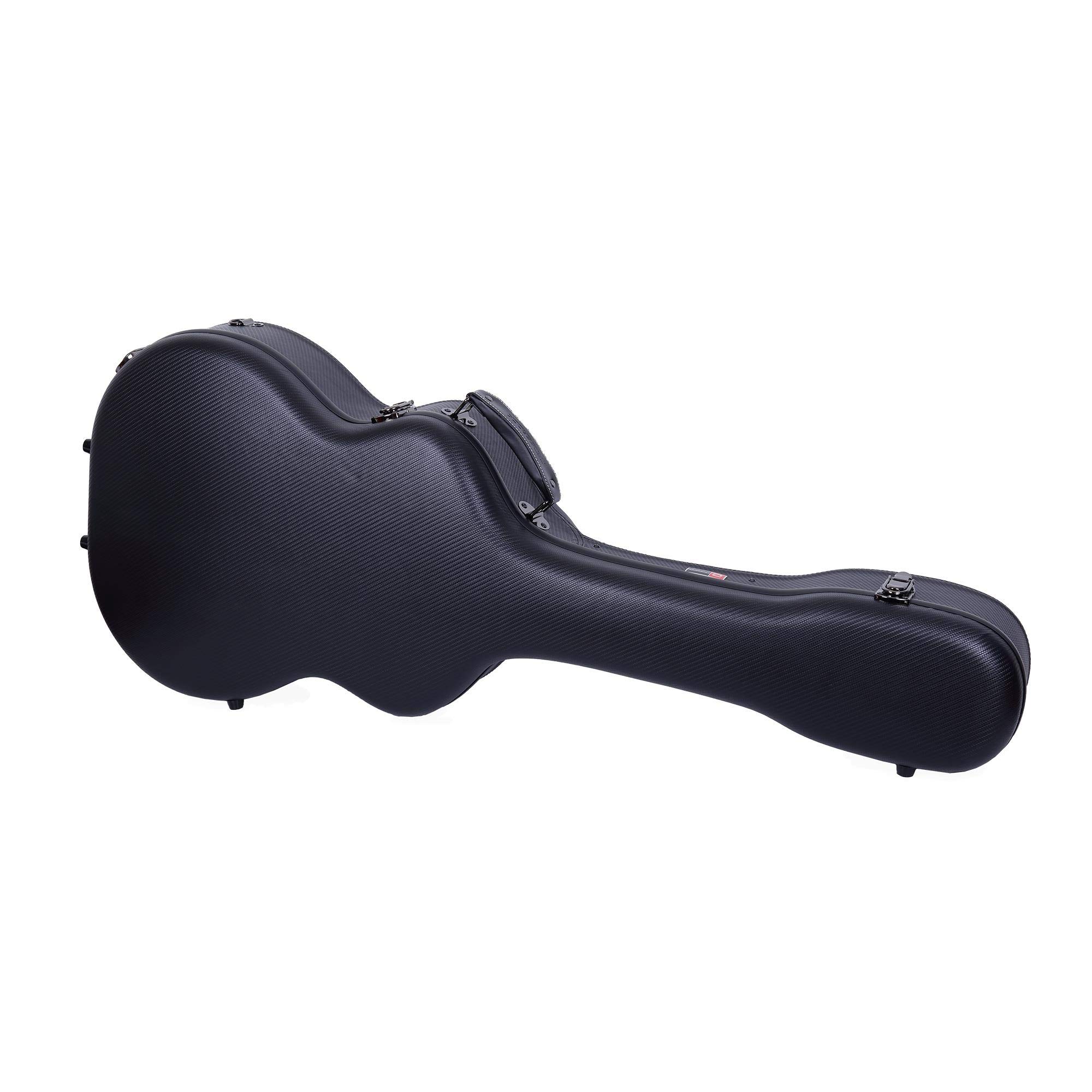 Crossrock Deluxe Fiberglass Case for OM, Martin 000 Guitars | Plush Interior, TSA Lock - Black Leather (CRF2020OMBKL)