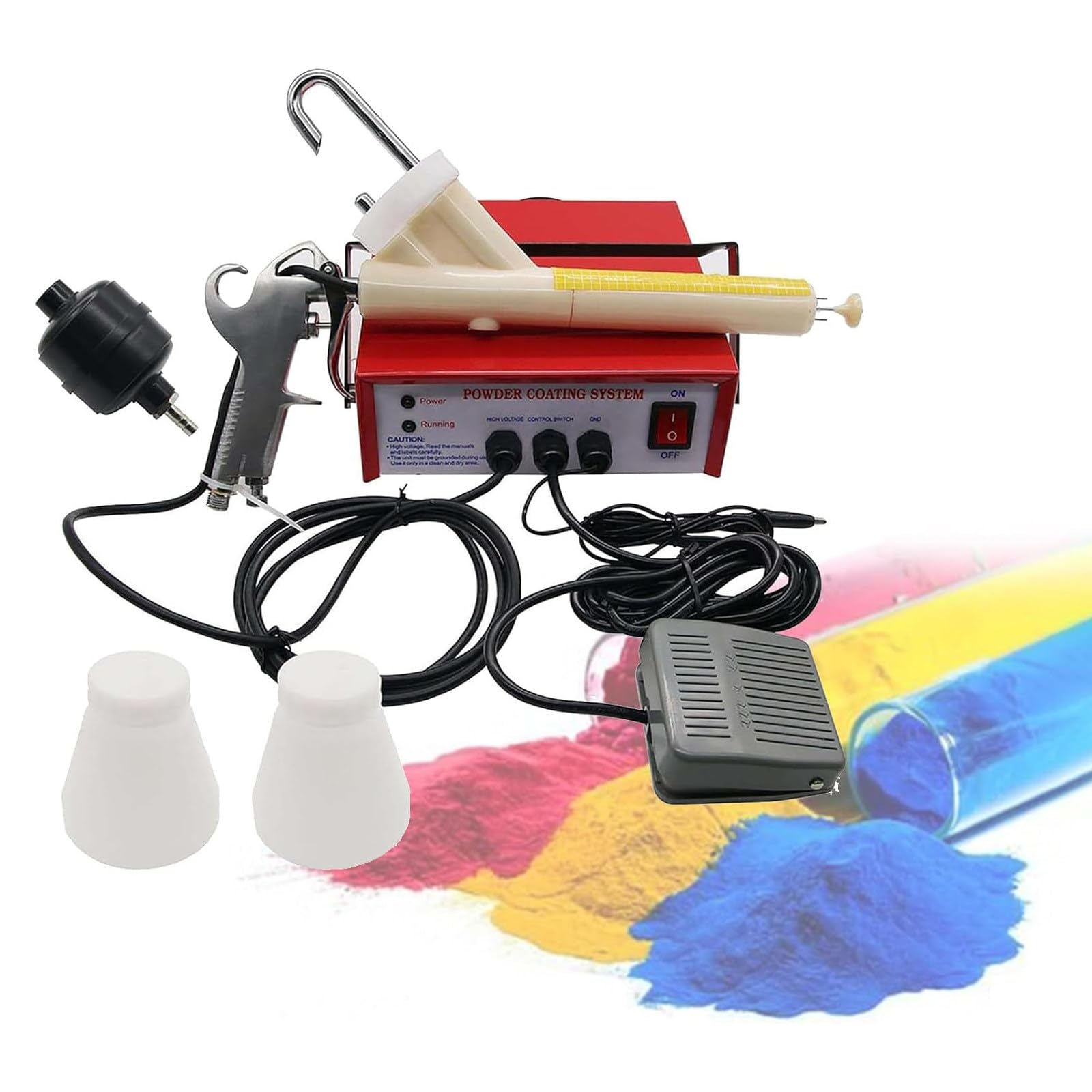 YXYLJOZ Spray Gun, Paint Gun Coating Systems Machine Electrostatic Coating Kits,With Foot Switch Spray Gun,220V /110V,Red,For Furniture, Cabinets Fence Walls Door DIY