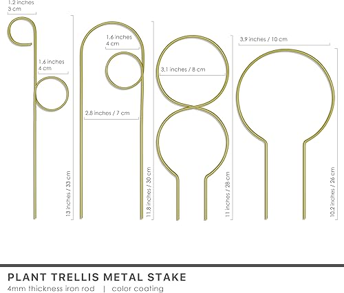 Miniatura 10 de Pequeño enrejado de metal para plantas de interior, estacas de metal para plantas trepadoras, soporte para plantas en maceta, orquídeas, Monstera,