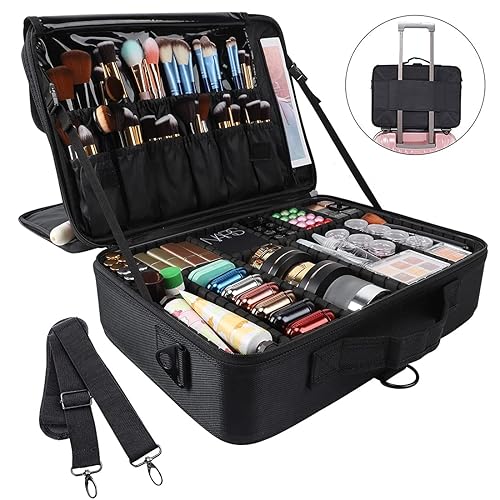 Miniatura 8 de GZCZ Estuche de viaje para maquillaje profesional gran capacidad organizador de brochas de maquillaje bolsa de almacenamiento portátil para artistas