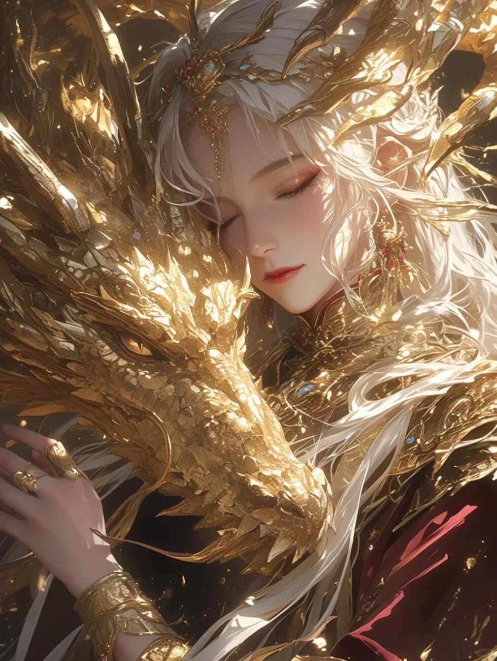 RKFLGEW Animal 14CT Stamped Cross Stitch Kit Fantasy Woman DIY Embroidery for Adults Beginner Needlework Kit with Patterns Needlepoint Art 40x50cm