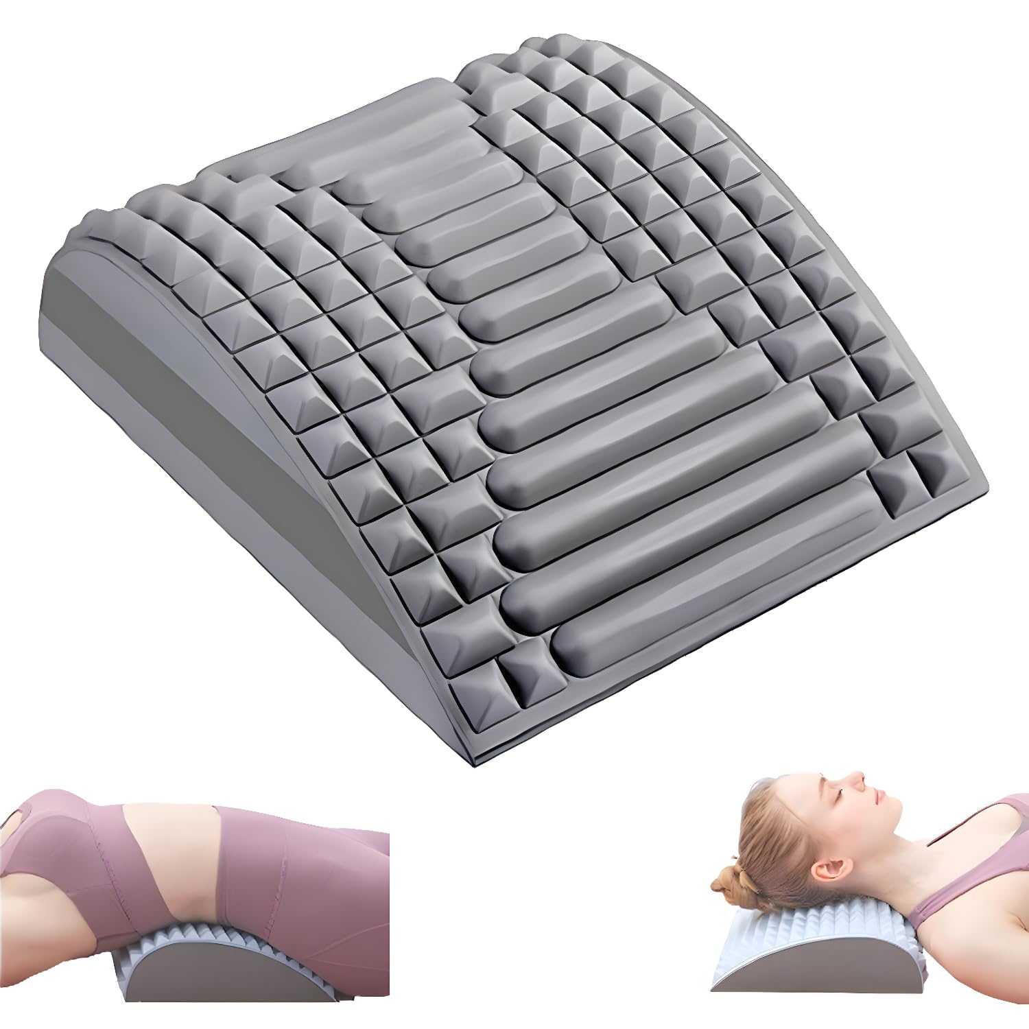 Acemend Back Stretcher - Refresh Neck & Stretcher, For Lower Pain Relief, Multi-Level Adjustable Spine Board Herniated Disc Lumbar Soothing Device (Gray)