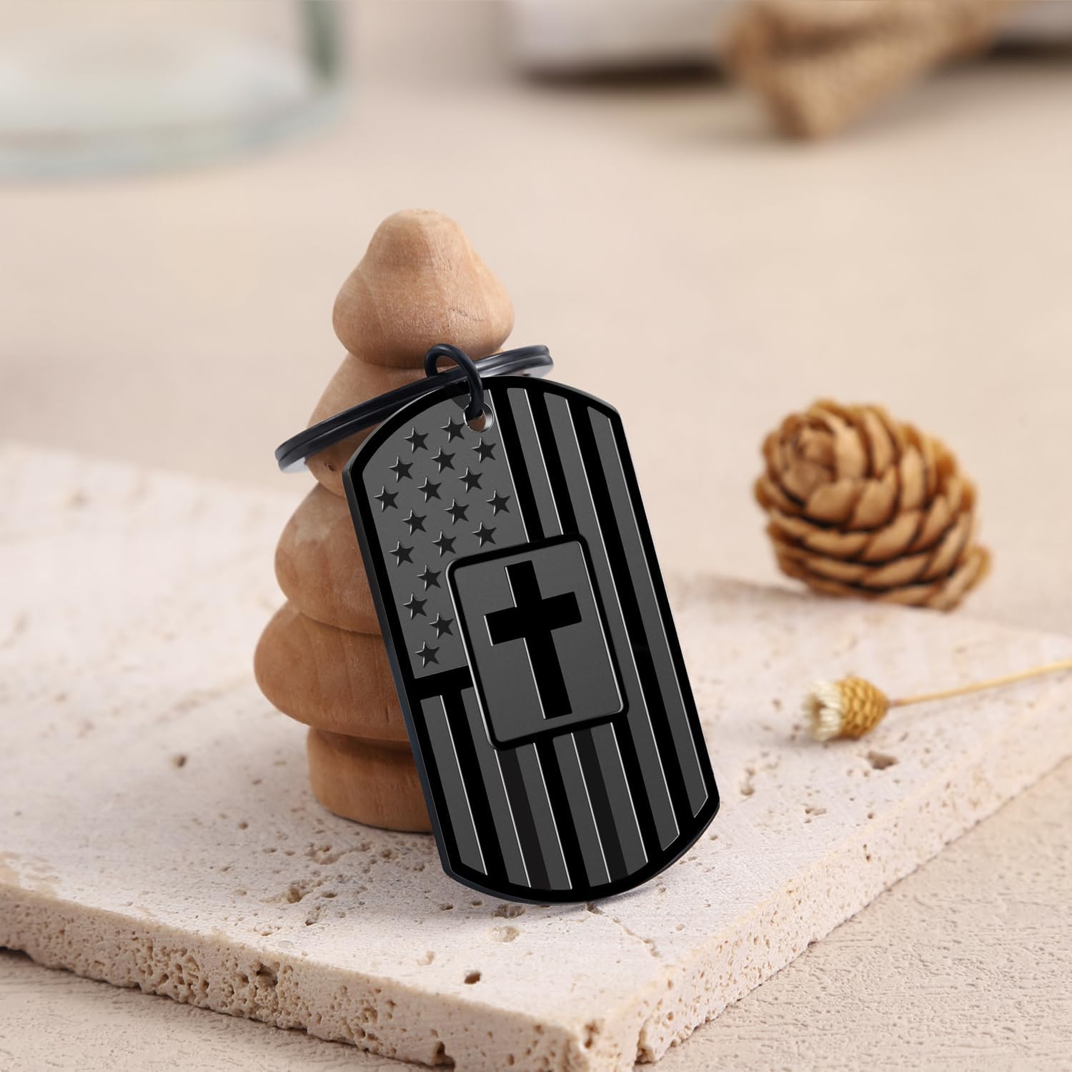 Christian Gifts for Men Boys, Dog Tag Cross Bible Verse Keychain Gifts for Easter Christmas Birthday - Image 3