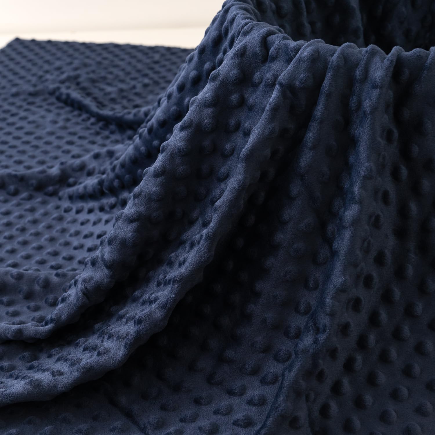 Minky Dot Fabric by The Yard,62 Inch Wide Soft Plush Fleece Fabric for DIY Crafts Cloths Hndmade Sewing, Cozy Blanket, Pillow Covers, Clothing Making, Throws (Navy Blue, 2 Yards)