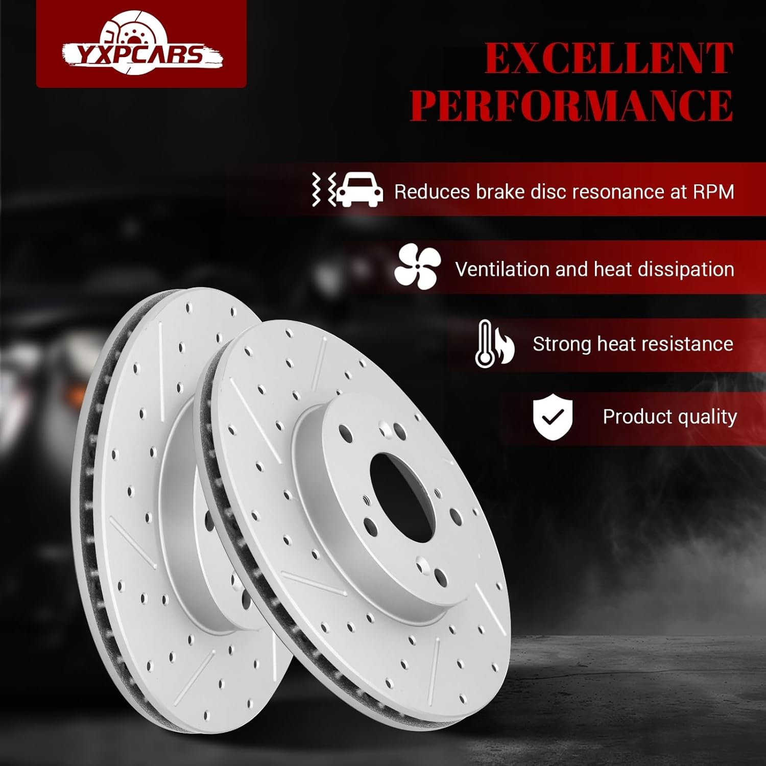 Front & Rear Drilled Slotted Rotors and Ceramic Disc Brake Pads Kit for Honda Civic 2016 2017 2018 2019 2021