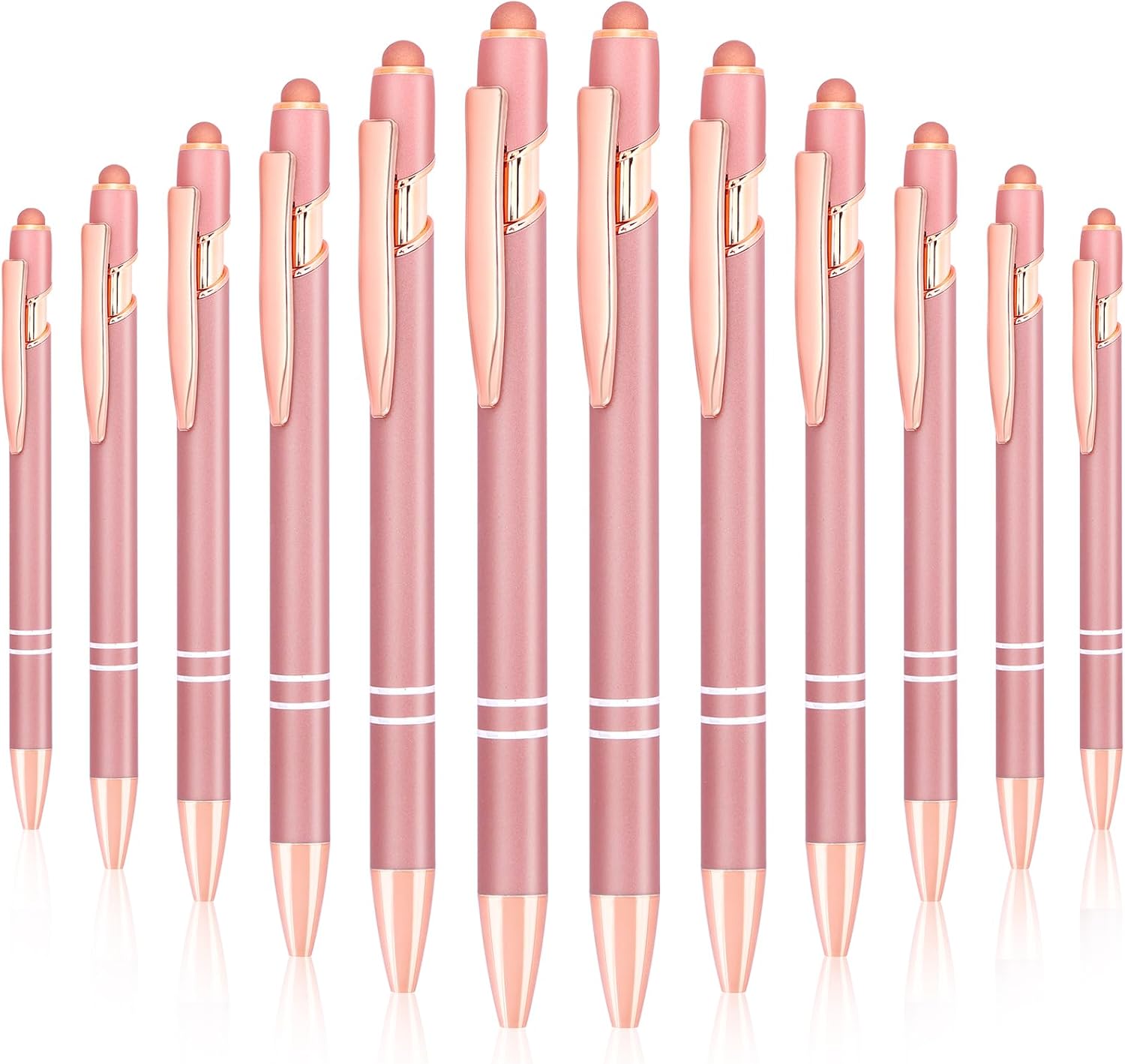 EOOUT 12pcs Ballpoint Pens, 2-in-1 Retractable Ballpoint Pen, 1.0mm Black Ink Soft Touch Click Metal Pen with Stylus Tip for Touch Screens(Rose Gold Color) EOOUT 12pcs Ballpoint Pens, 2-in-1 Retractable Ballpoint Pen, 1.0mm Black Ink Soft Touch Click Metal Pen with Stylus Tip for Touch Screens(Rose Gold Color)