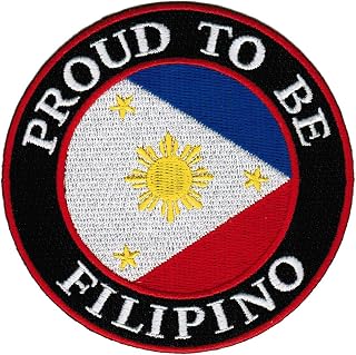 Proud to Be Filipino Embroidered Patch Philippines Flag Pinoy Iron-On Biker Emblem